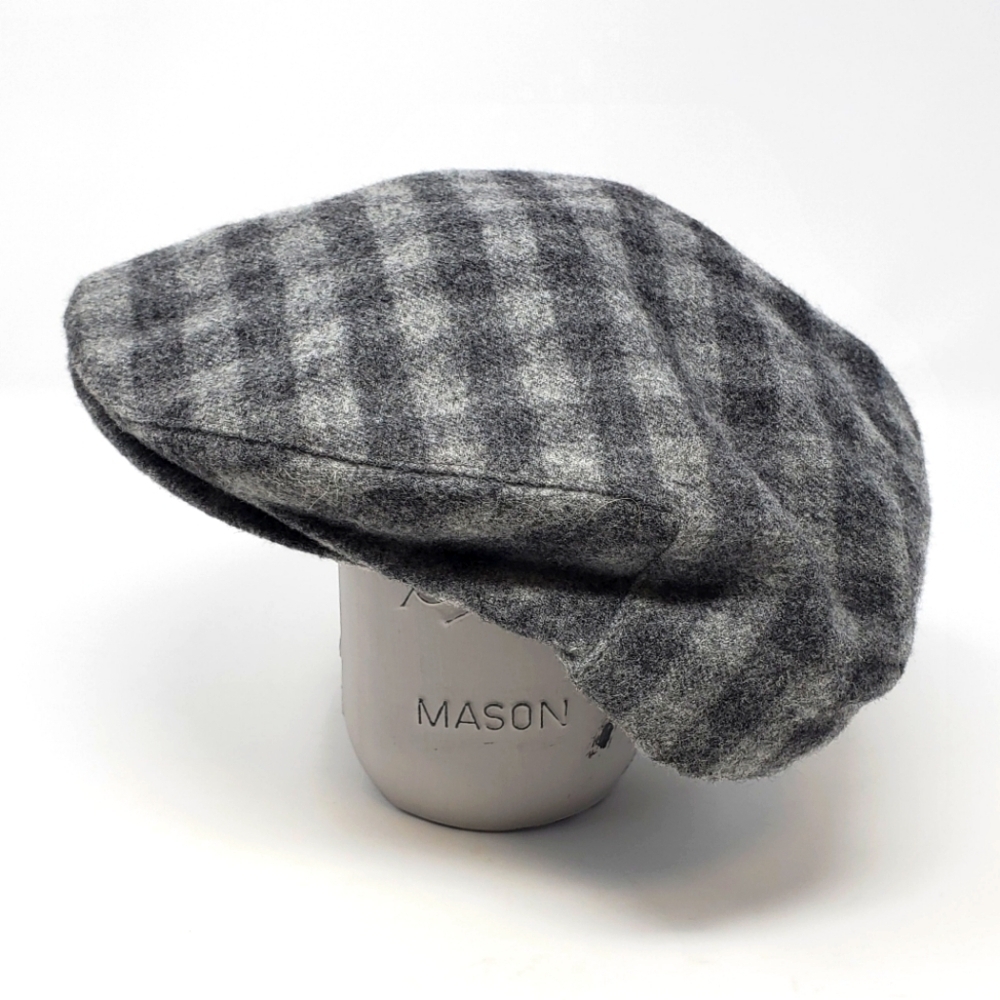 COUNTRY GENTLEMAN FLAT CAP NEWSBOY HAT WOOL BLEND GREY BUFFALO PLAID MEN MEDIUM